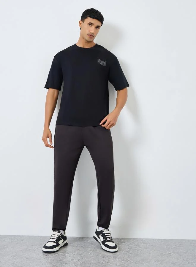 Styli Men Black Graphic Print Oversized T-Shirt